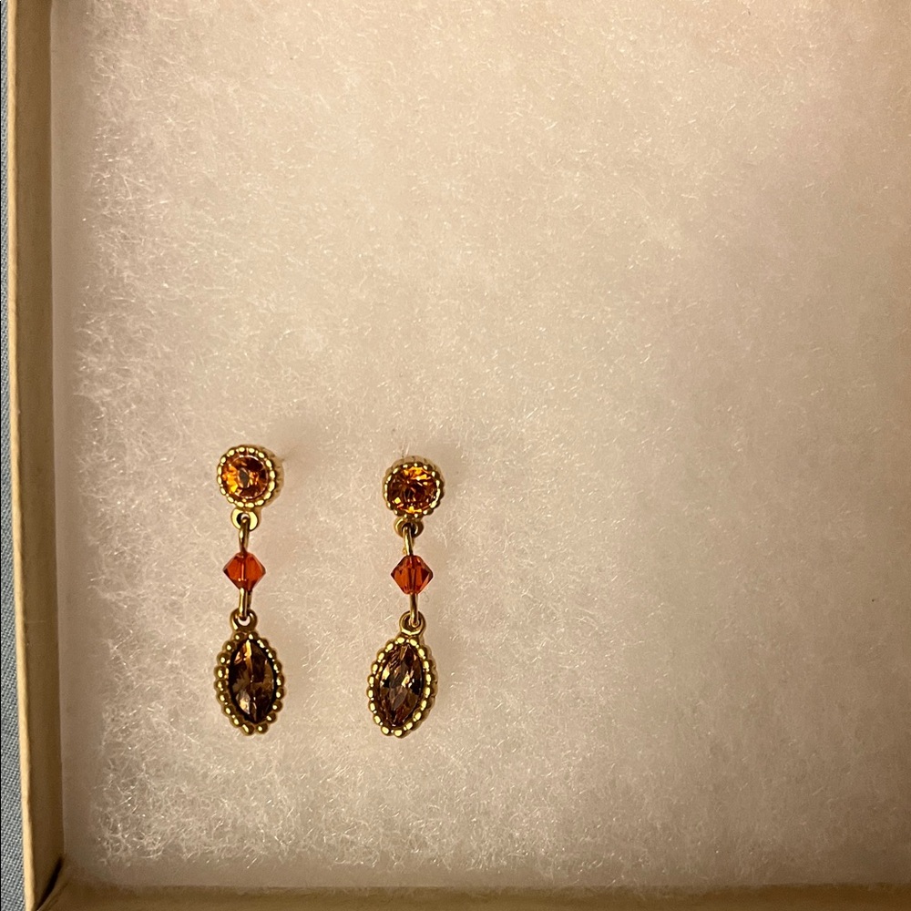 Elegant Gold and Orange Drop Earrings